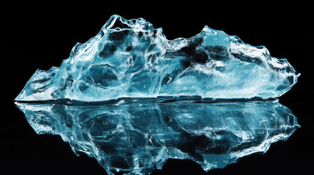 A crisp, icy water splash resembling frozen glass, highlighted by subtle blue reflections.の素材