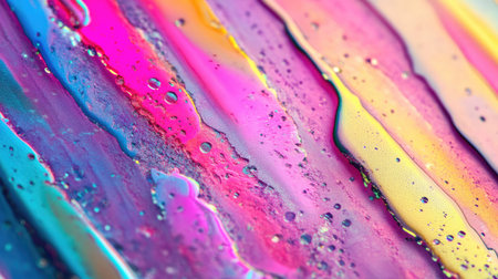 A close-up of multicolored drinking straws laid out on a textured surface, with vivid colors popping.の素材