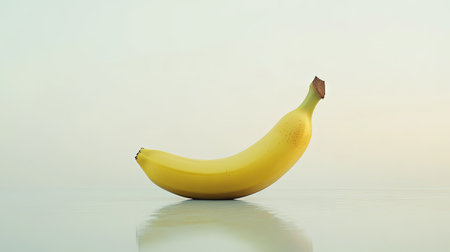 A peeled ripe banana placed on a white background, its smooth yellow flesh standing out against the stark simplicity of the settingの素材