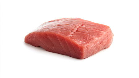 A whole fresh tuna fish with a clean, glossy finish, placed against a white background for emphasis.の素材
