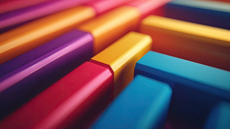 A close-up of colorful drinking straws in different hues, placed neatly on a flat surface.の素材