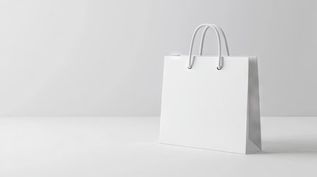 A D render of a blank white shopping bag mockup, perfect for packaging presentations.の素材