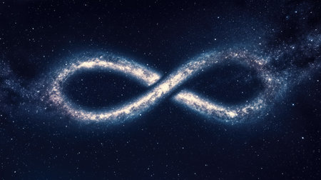The infinity symbol formed by stars in the night sky, representing the endless cosmos and the infinite nature of the universe.の素材