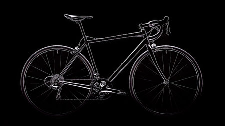 A studio shot of a lightweight gravel bike, highlighting its sleek geometry.の素材