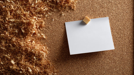 A large cork board with a single centered blank note, representing focus and simplicityの素材