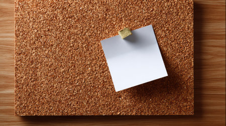 A large cork board with a single centered blank note, representing focus and simplicityの素材