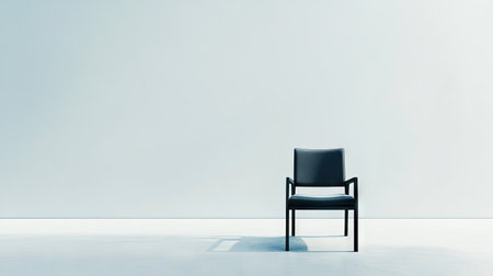 A single chair placed on an infinite white background, creating a sense of space and minimalismの素材