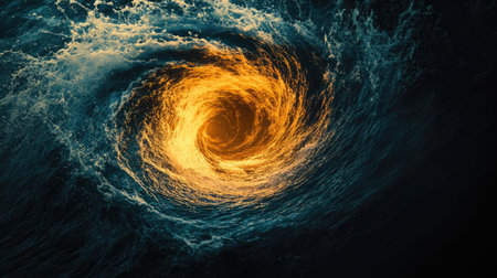 Powerful whirlpool shot from underwater, creating a sense of suction and turbulence in the deepの素材