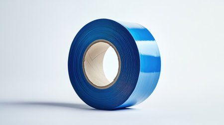 Roll of blue painter's tape isolated on a light background, perfect for DIY or renovation themesの素材