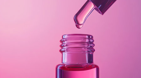 Skincare product photography of dripping pipette with thick serum and soft lightingの素材