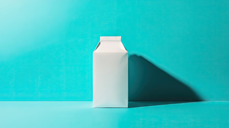A modern, eco-friendly milk carton, white with minimal branding, placed on a bright background for a clean lookの素材