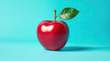 Freshly picked red rose apple with a plump, glossy appearance, isolated on a bright background.の素材