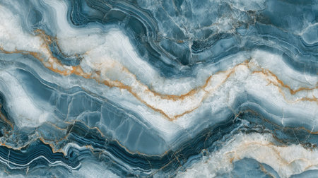 Marble pattern in ocean blue and white, with soft, flowing lines that evoke the movement of waves and tidesの素材