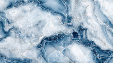 Marble texture with ocean blues and bright whites, forming wave-like patterns and deep contrast reminiscent of the seaの素材
