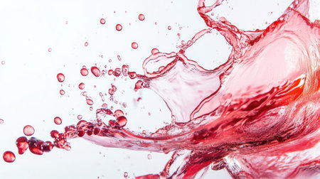Red wine splashing as it fills a glass, isolated with a white background, showcasing rich tones and motionの素材