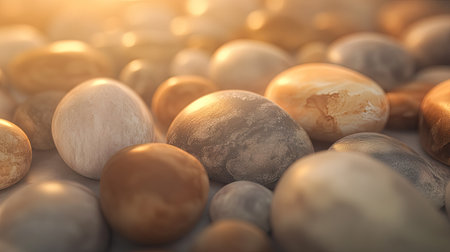 A soft, muted background of smooth sea pebbles in earthy tones, perfect for a nature-inspired theme.の素材