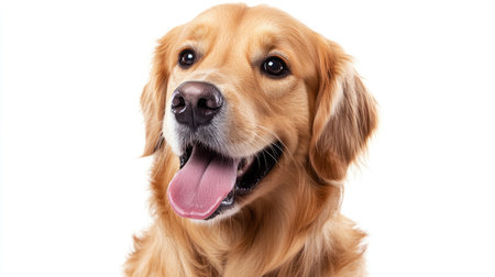 This delightful image features a happy Golden Retriever with a friendly expression and shiny coat, ideal for showcasing the joy and companionship of pets.の素材