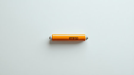 Alkaline battery lying flat on a white background with clear brand details and voltage.の素材