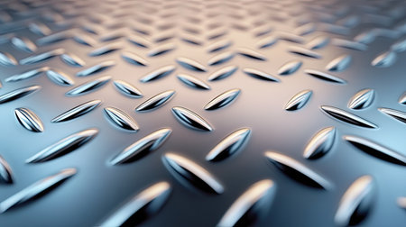 A diamond-patterned metallic grid laying flat, photographed with sharp detail and a smooth gradient backgroundの素材