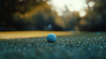 Tight focus on a golf ball about to roll into the hole, with blurred background detailの素材