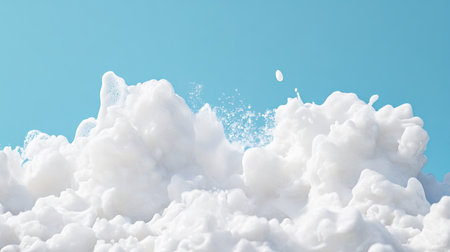 White foam edges blending seamlessly into a clear blue skyの素材
