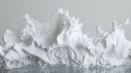 A smooth layer of shaving foam spread evenly across a mirrored surfaceの素材