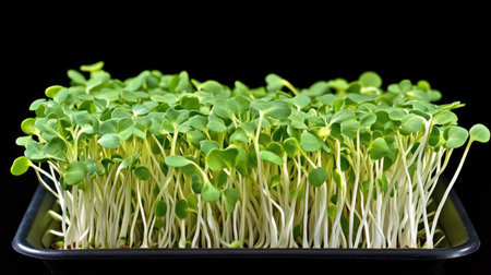 Plate of fresh, crisp bean sprouts, with their soft white stems and delicate green tips, perfect for a health-conscious scene.の素材