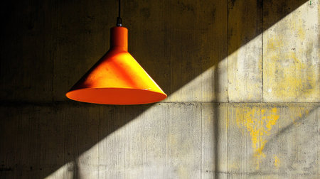 Warm light from a ceiling fixture illuminating a dark space, casting subtle, relaxing shadows on nearby surfaces.の素材