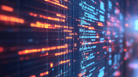 Close-up of genetic code sequence displayed on a digital screen, illustrating the concept of genetic modificationの素材