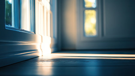 Plastic door frame in focus with soft natural light, highlighting the clean, durable material.の素材