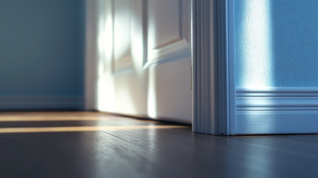 Plastic door frame in focus with soft natural light, highlighting the clean, durable material.の素材