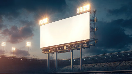 Blank billboard in a stadium setting, capturing the excitement of sports events and the potential for high-impact adsの素材
