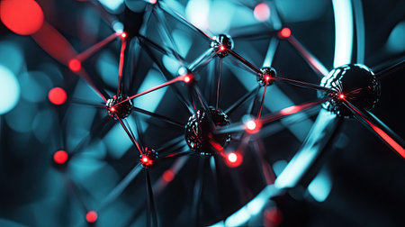 Abstract close-up of Ferris wheel spokes and lights, creating a dynamic pattern against a dark backgroundの素材