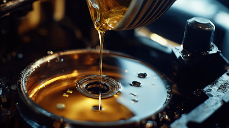 Close-up of an oil container being opened and prepared for pouring into an engineの素材