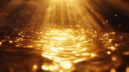 A burst of gold light rays expanding outward, creating a dynamic and vibrant visual effectの素材