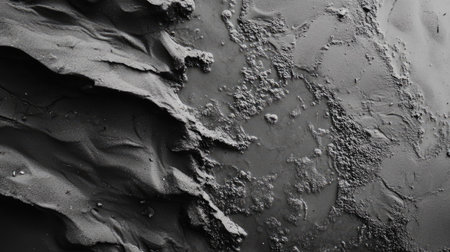 Overhead shot of dry and wet sand mixing, creating contrasting natural patterns on a coastal shoreの素材
