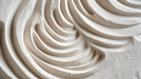 Close-up of wind-blown beach sand with small ridges and lines forming an artistic designの素材