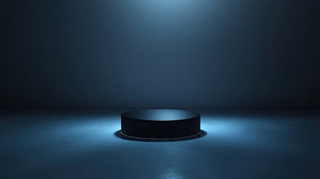 A faint spotlight barely illuminating an object in the center of a shadowy background, emphasizing mysteryの素材