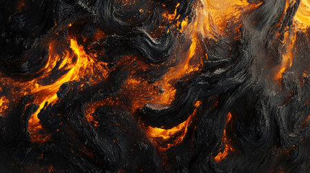 A high-resolution macro of burning firewood, showing textures of charred wood and intense flames.の素材