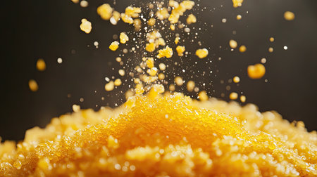 A salted egg yolk incorporated into a fried rice dish, with each grain coated in its golden richnessの素材