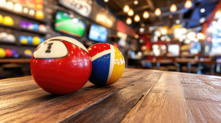 A professional snooker table under spotlight in a dark club, with the red and colored balls ready for a competitive match.の素材