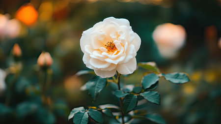 Close-up of a blooming white rose, with perfectly shaped petals and a subtle fragrance captured in the image --chaosの素材