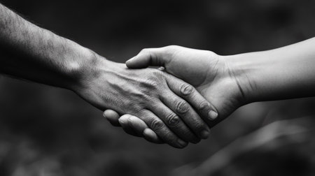 One persons hand offering support to another during a challenging moment, representing compassion and helpの素材