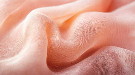 A close-up of peach-colored fabric, showing its soft texture and subtle, elegant shade.の素材