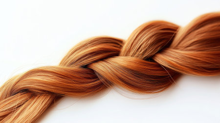 A captivating close-up of a braided hairstyle showcasing long strands in warm light brown shades. Perfect for beauty, fashion, or personal care projects.の素材