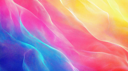 A stunning abstract background featuring flowing waves of vibrant pink, blue, and yellow colors. This design showcases soft textures in a beautiful gradient, creating a sense of motion and elegance perfect for artistic projects.の素材
