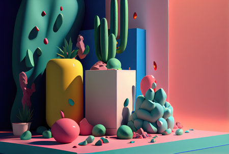 Abstract background of geometric shape. Creative wallpaper and colorful concept. Generative AIの素材