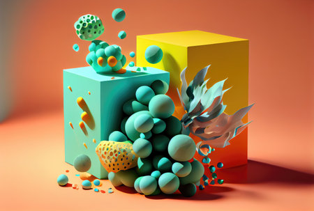 Abstract background of geometric shape. Creative wallpaper and colorful concept. Generative AIの素材
