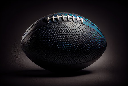 American football ball in the dark with lighting background. Sport and athlete concept. Generative AIの素材