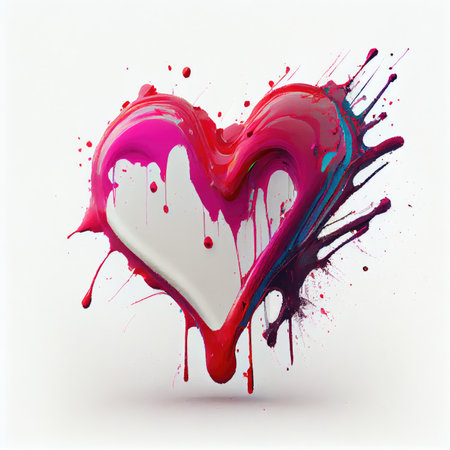 Pink heart shape on isolated white background. Valentines day and romance concept. Digital art illustration theme. Generative AIの素材